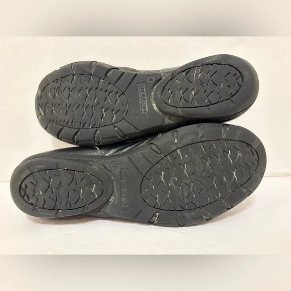 Skechers black leather relaxed fit memory foam slip-on loafers shoes size 8 - Picture 9 of 10